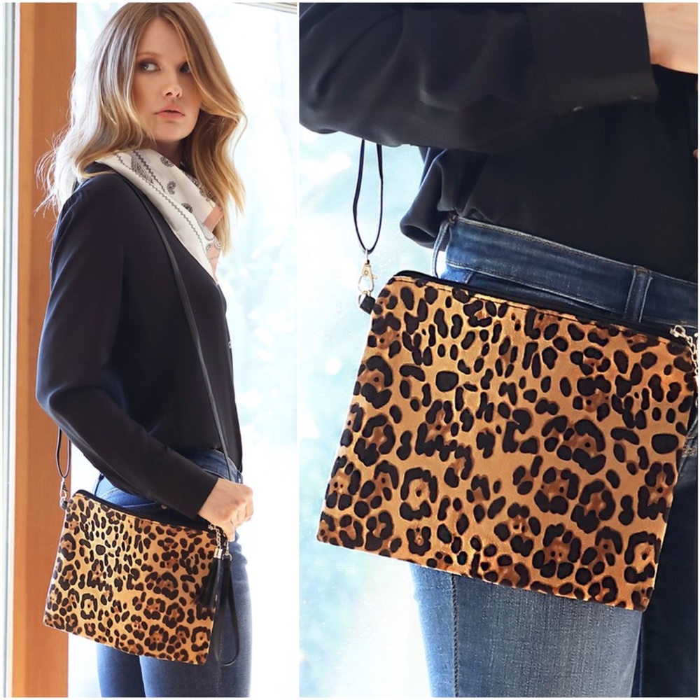 Leopard Print Clutch Shoulder Crossbody Bag